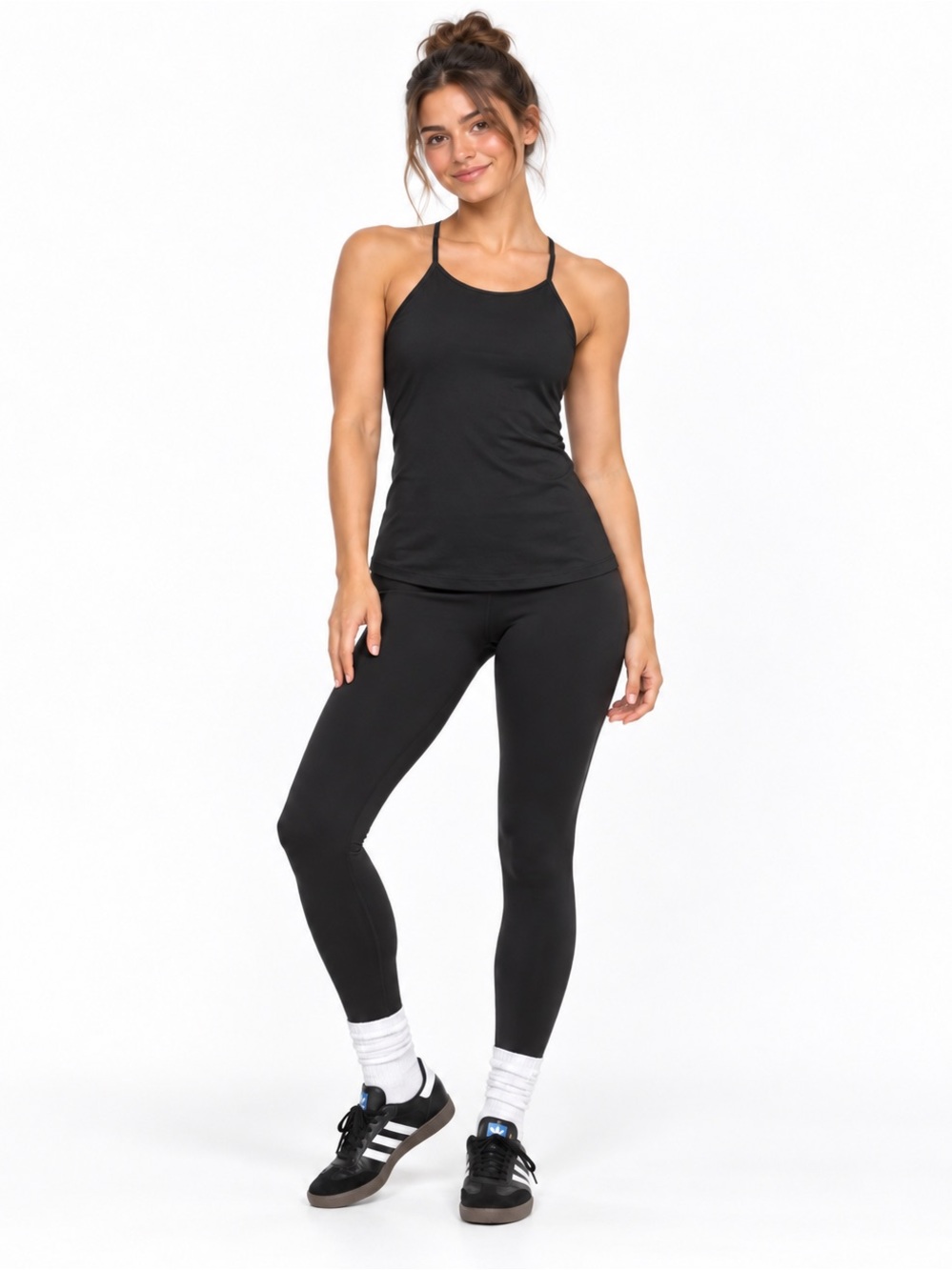 Lululemon Yeah Yoga Tank High Neck Black Size 2 Built-In Bra Y-Back